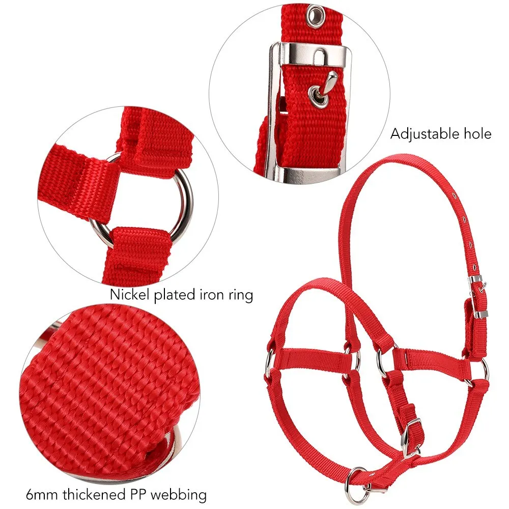

6MM Thickened Horse Head Collar Adjustable Safety Halter Bridle Headcollar
