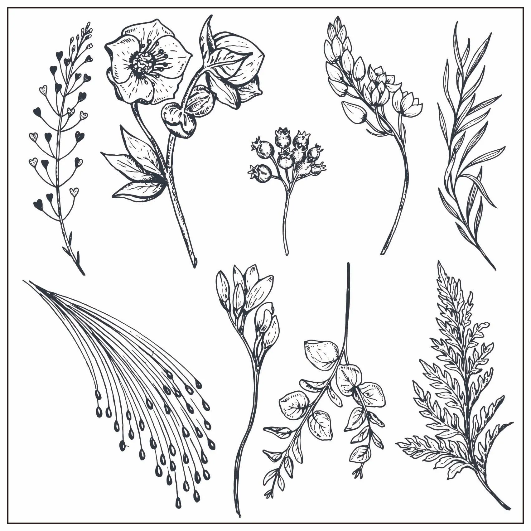 Прозрачный штамп с цветами листьями ветвями для скрапбукинга сделай