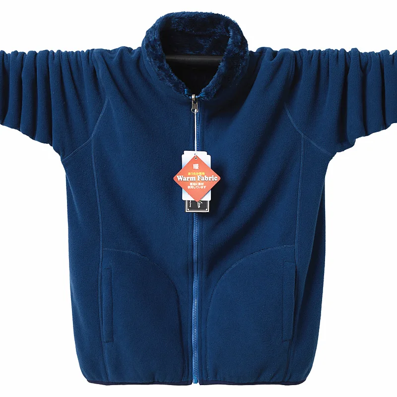 6XL мужские флисовые теплые куртки одежда с обеих сторон зимнее свободное