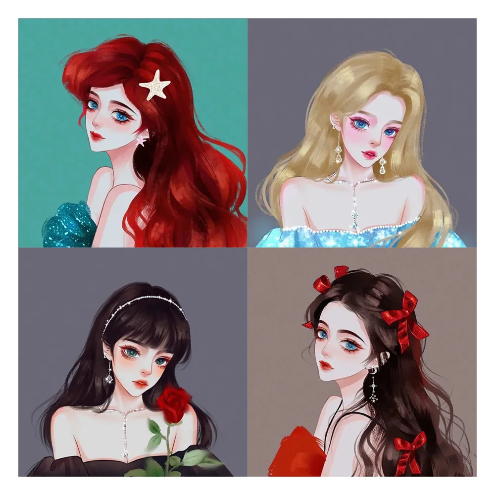 

Disney 5D Drill Diamond Painting Beautiful Cartoon Princesses Round Rhinestones Cross Stitch Home Mosaic Embroidery Decoration