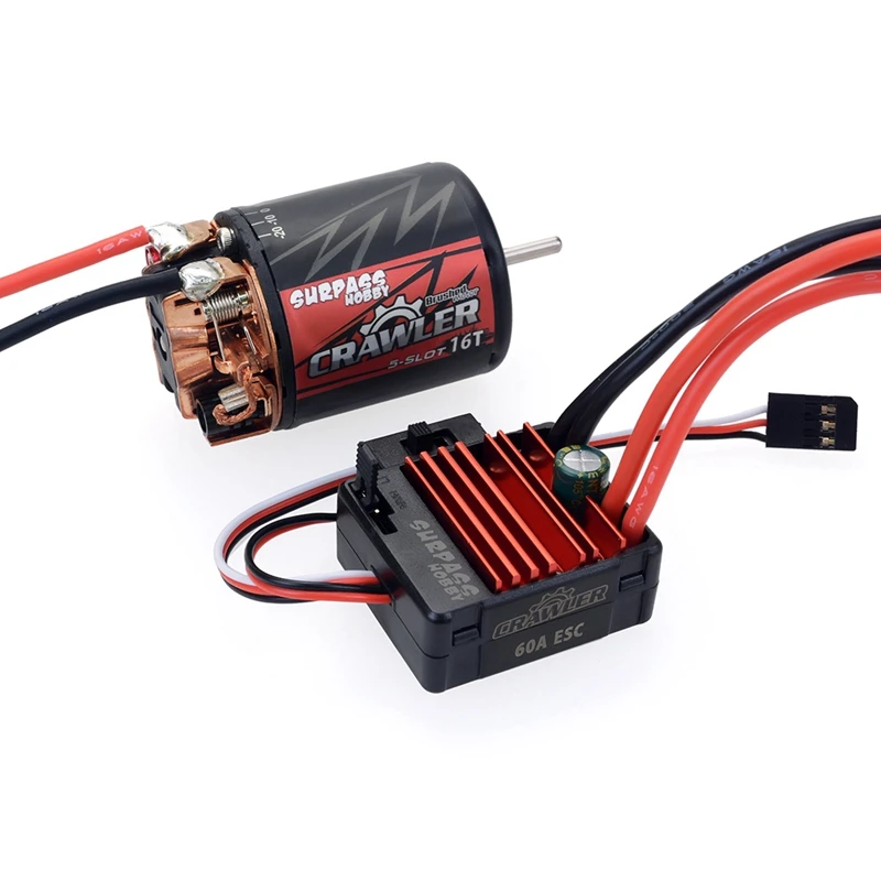 

for Tamiya Kyosho TRAXXAS WLtoys 1/10 RC Car Waterproof 540 16T Brushed Motor 60A ESC