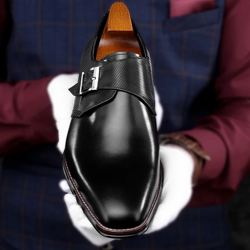 Мужские туфли ручной работы из натуральной кожи с острым носком на плоской