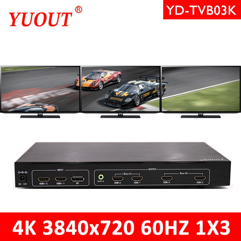 Настенный видеоконтроллер YUOUT YD-TVB03K 1x3 4K вход 3840x720 60 Гц HDMI 1 на 3 процессор