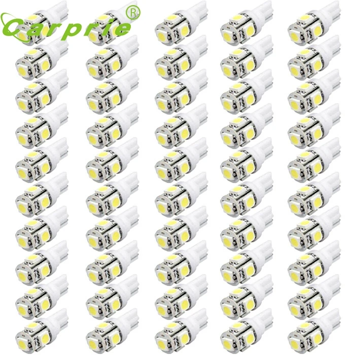 Красивые 50 шт. клиновидные 5 SMD 5050 Светодиодный светильник пы 192 168 194 W5W 2825 158 белый