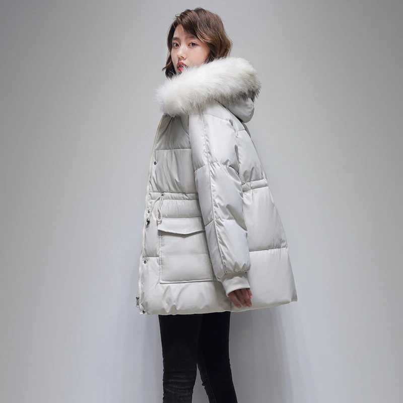 

WEIHAOBANG 2021 Winter Women New Cotton Clothes Solid Color Hooded Artificial Collar Zipper Long Pocket Warm Cotton Clothes Coat