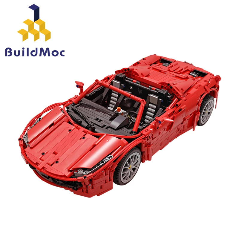 C23402 No motor BuildMoc для MOC Lamborghini Audi R8 V10 Ferrarii 458 Строительные блоки Набор игрушек DIY развивающий подарок для детей на день рождения - Цвет: C23402 No motor