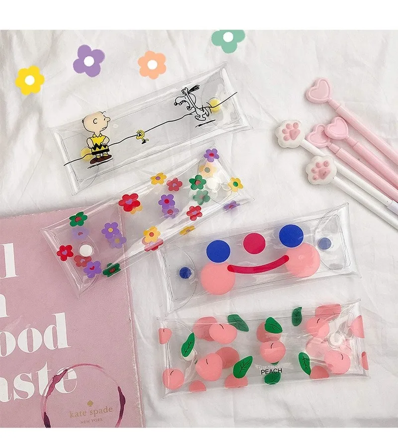 Милый мешочек для карандашей прозрачный Элегантный чехол ручек с цветами Ins Cloud