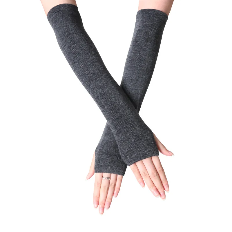 

1pair Knitted Long Fingerless Gloves Winter Autumn Wrist Arm Hand Arm Warmers Women Men Knitted Long Gloves Soft Warm Mitten