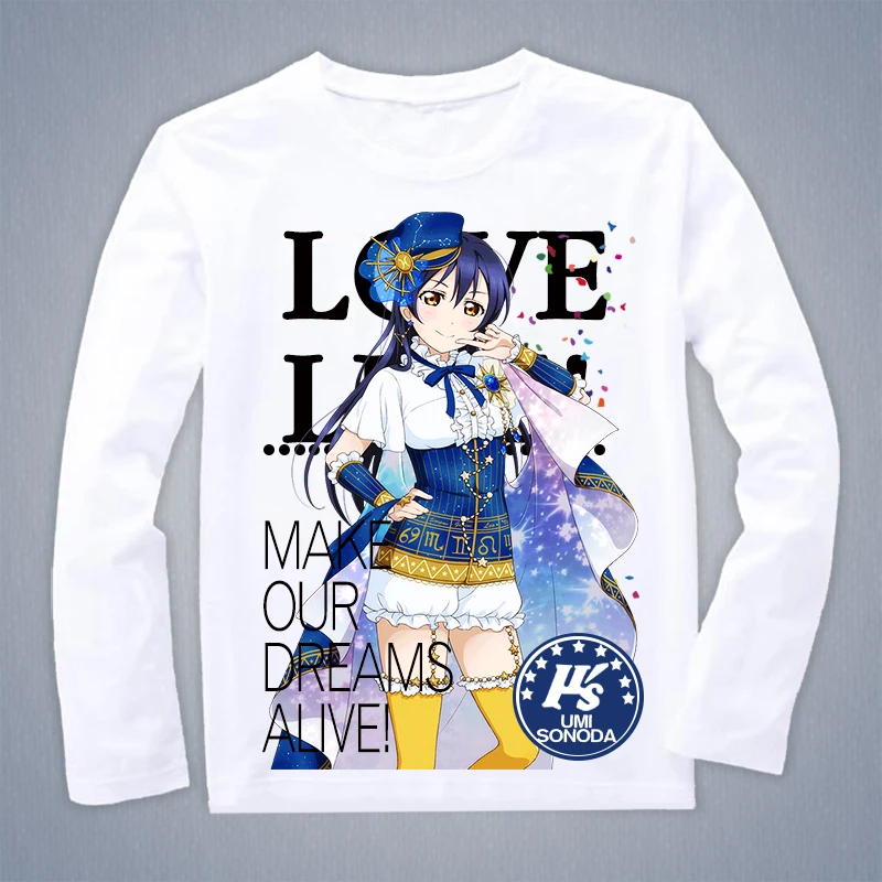 Лавлайв! Саншайн!! Косплей футболка аниме Лавлайв Минами Котори Косака Хонока весна осень длинные рукава топ футболка.