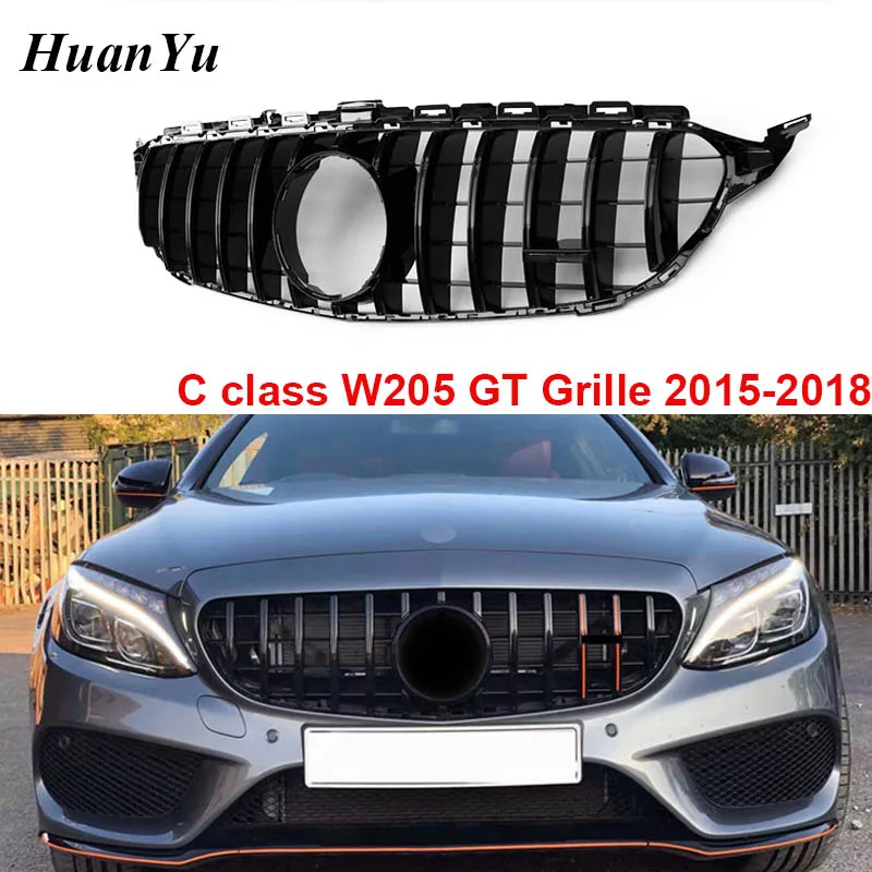 Решетка W205 глянцевая черная GT R для Mercedes benc C Class 2015 2018 Sport Edition решетки переднего