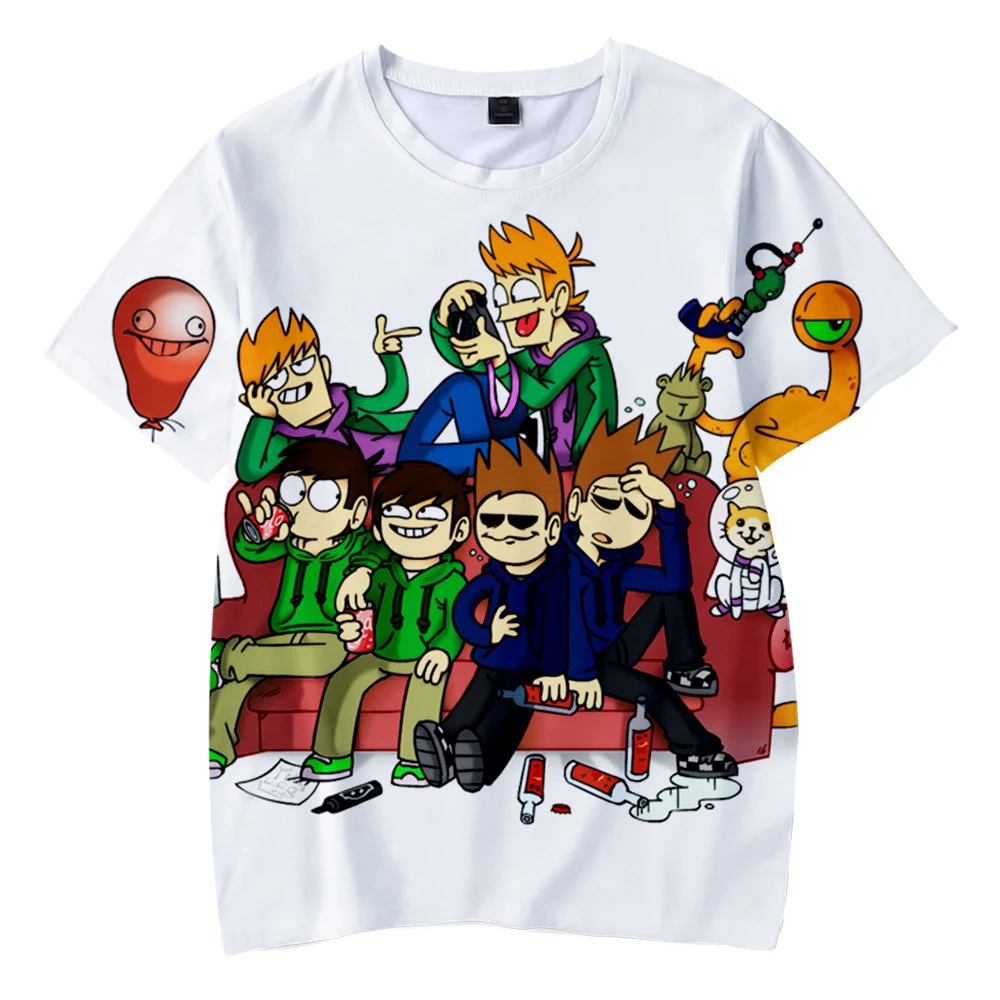 

Детские футболки Eddsworld с 3D принтом, модная летняя футболка с коротким рукавом, Лидер продаж, детская повседневная Уличная одежда