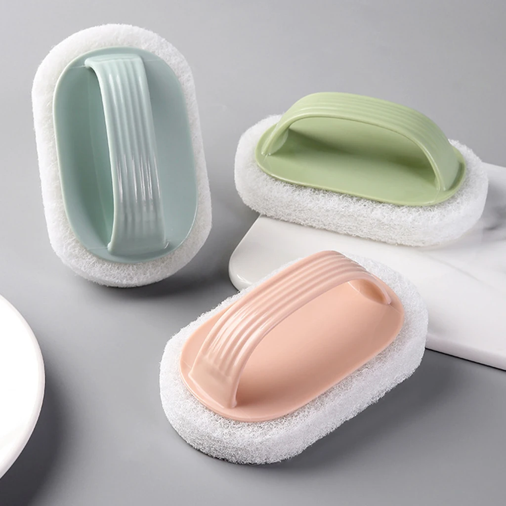 

Soft Kitchen Cleaner Brush Bowl Dish Tiles Scrubber & Handle Accessory