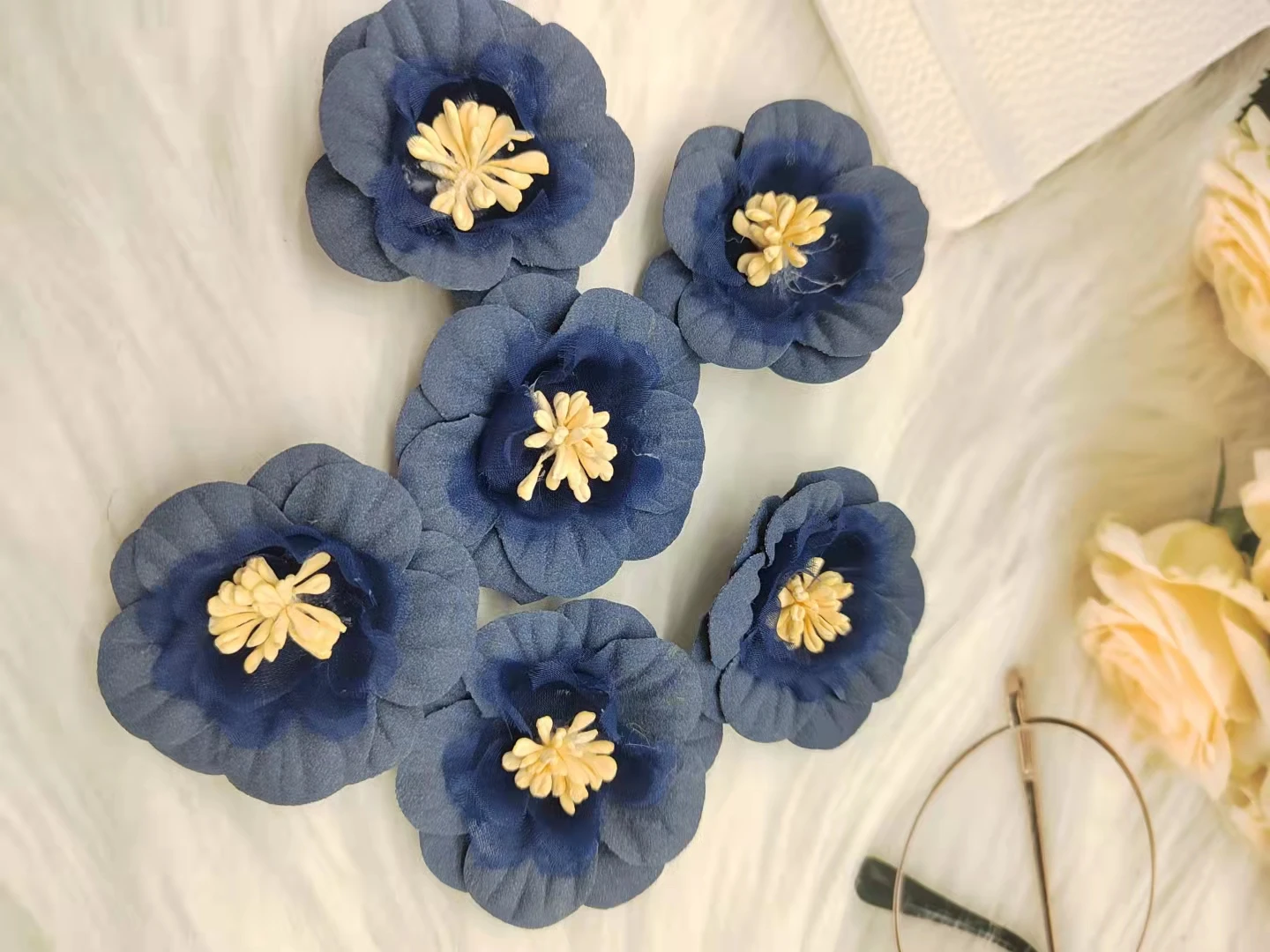 6PCS 3D Artificial Flower Home Party Decoration Scrapbooking Accessories Wreath DIY Head Cheap Craft Fake Flowers - купить по