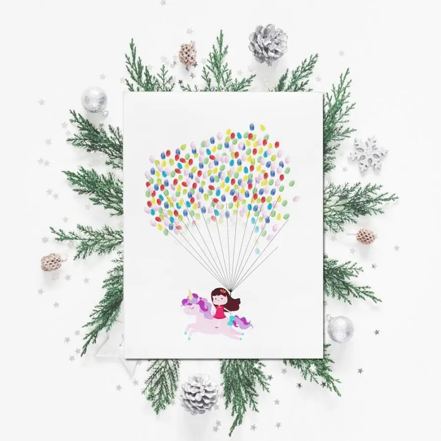 DIY картина по отпечатку пальца милый рисунок для гостей свадебное украшение дома