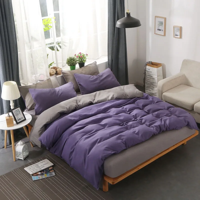 

Solid Color Bedding Set Super Soft Duvet Cover For Winter Gray Black 200x230cm Bed Linens