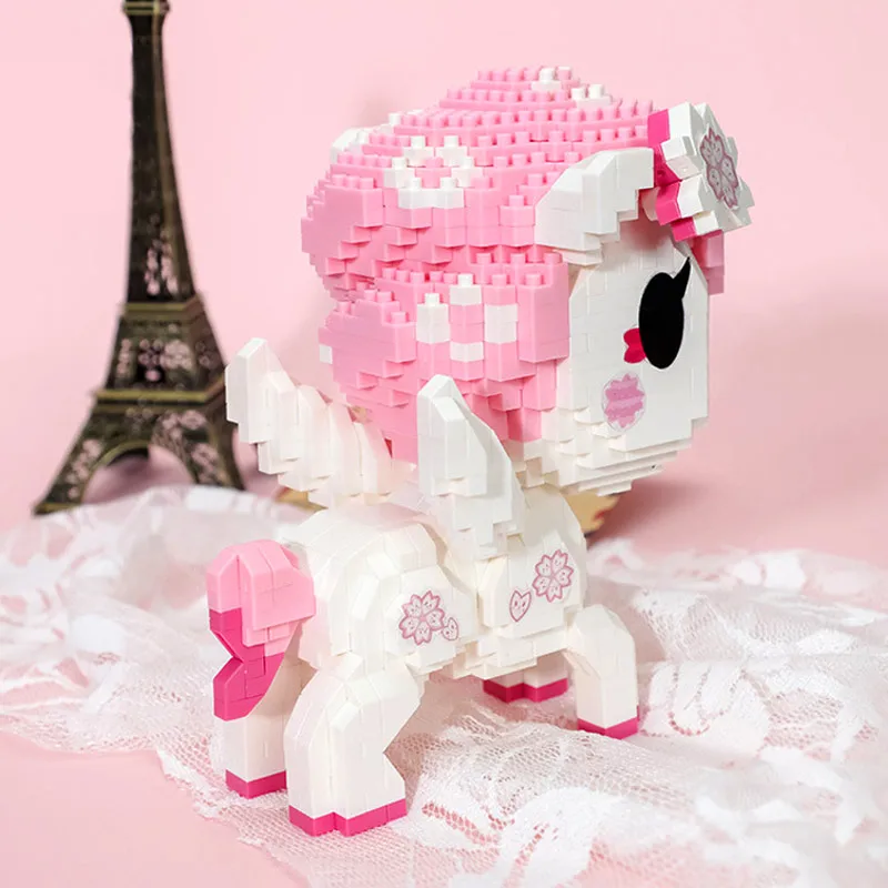 Милые животные мини единороги микро алмазные строительные блоки мультяшная