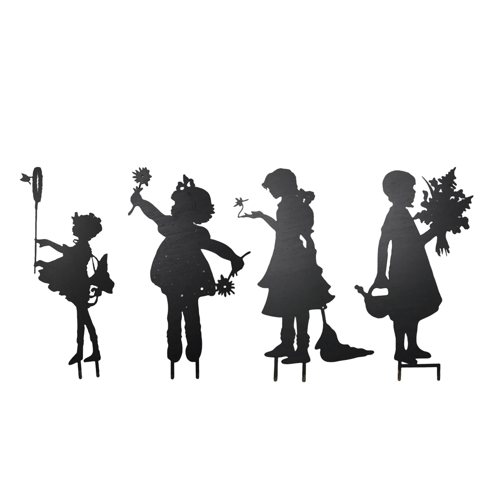 

Cute Fairy Silhouette Metal Garden Stake Kettle Flower Art Decoration Gift