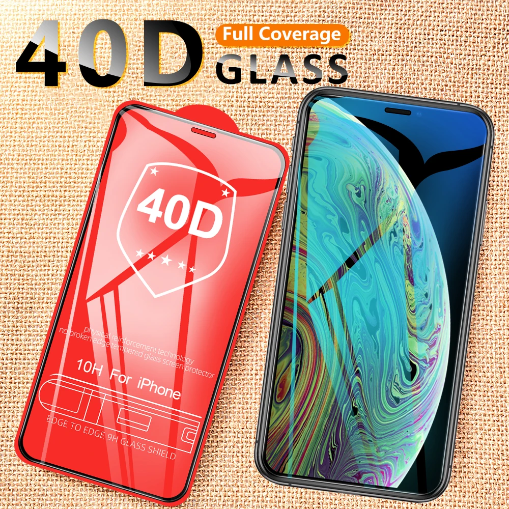 Закаленное стекло для iPhone 12 11 Pro Max Mini 40D пленка XS XR SE 2020 экрана телефона с защитой
