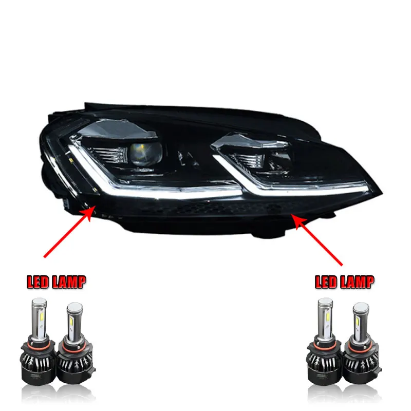 ALL LED 2 шт. автомобильный стиль светодиодный фары для golf 7 2013- для golf 7 Головной фонарь светодиодный DRL Объектив двойной луч H7 HID Xenon bi xenon объектив - Цвет: ALL LED