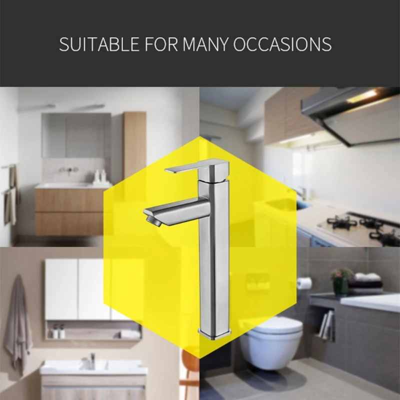 

Square High Straight Stainless Steel Basin Faucet
