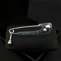 retro exquisite shawl buckle big pin brooch for women cardigan rhinestone pearl pendant jewelry pin clothing brooch accessories