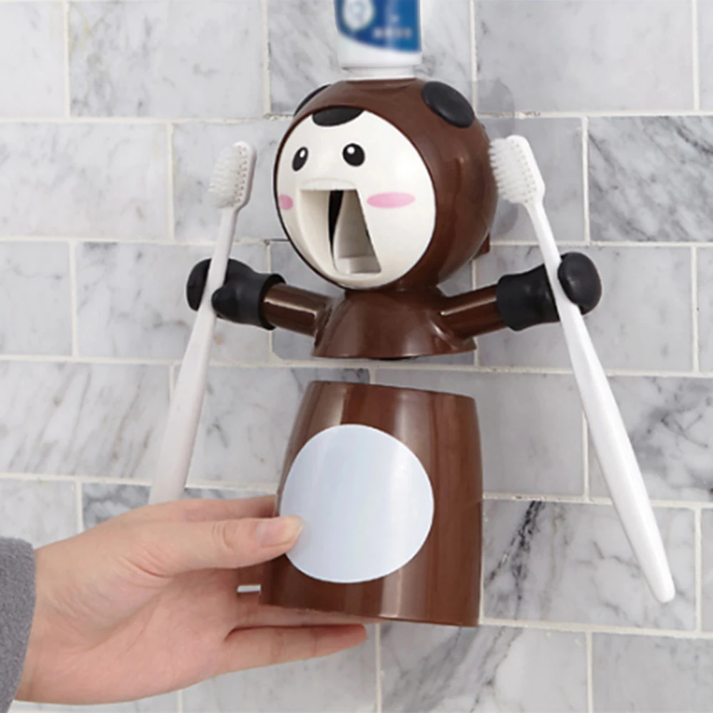 

Home Automatic Toothpaste Dispenser Family Toothbrush Holder for Bathroom Household Wall Mount Rack Bath set Toothpaste Squeezer