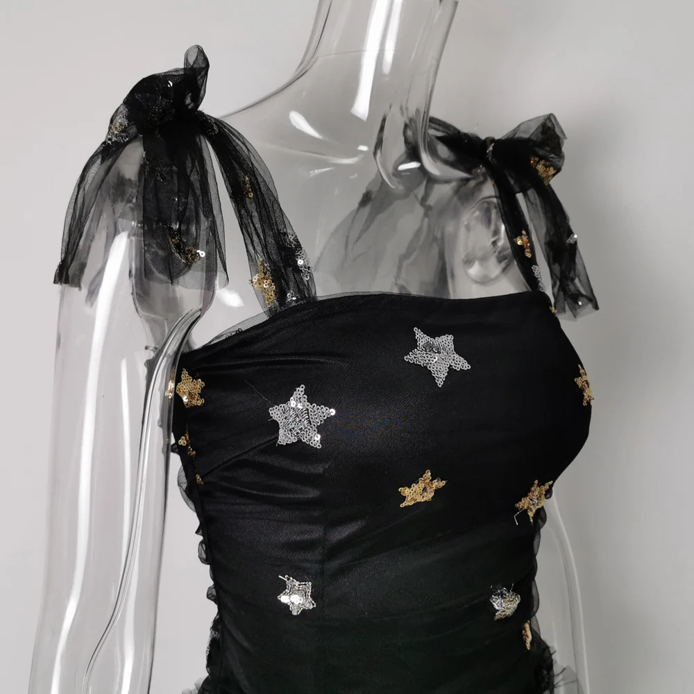 

Lofrcy Women's Chic Sleeveless Sweet Tie Bowknot Halter Top Strap Star Sequin Backless Tops Slim Fit Vest T-Shirt Tank Mini Tee