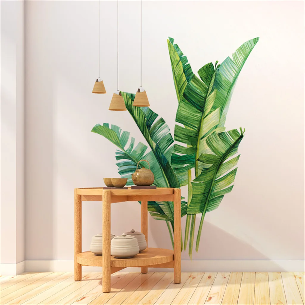 

Tropical Plants Leaves Wall Stickers Home Children's Room Green Plants Stickers 2020 Fashion Green Plants Stickers Wallpaper