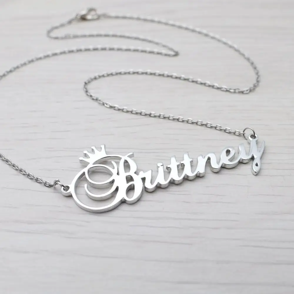 

Hot Selling with Crown Stainless Steel Name Letter Custom Necklace Custom Name Chain