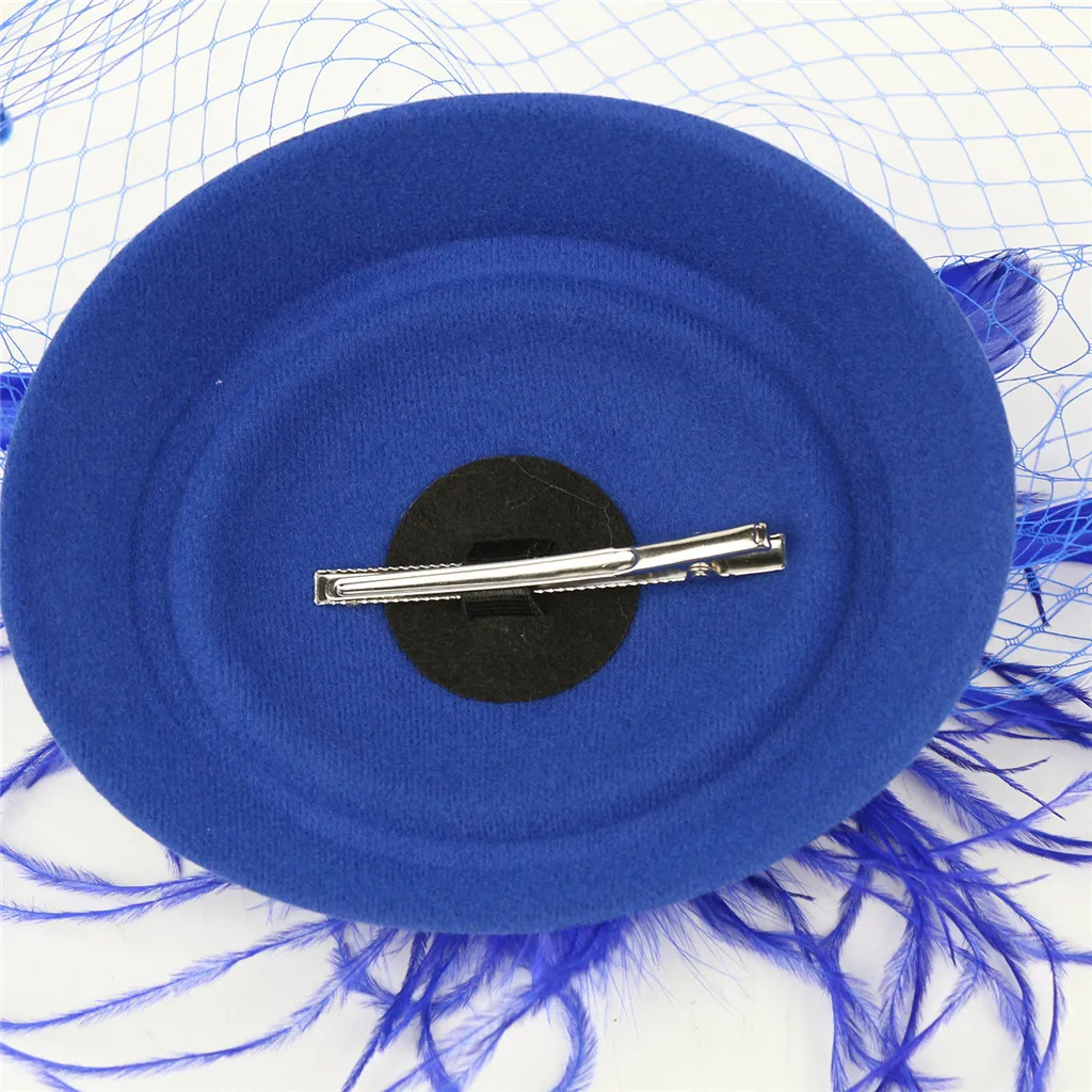 

Hair Accessories Women Feather Fascinators Hat Hair Pin Cocktail Headwear Pillbox Wedding Mesh Hat Fascinator Penny Hat