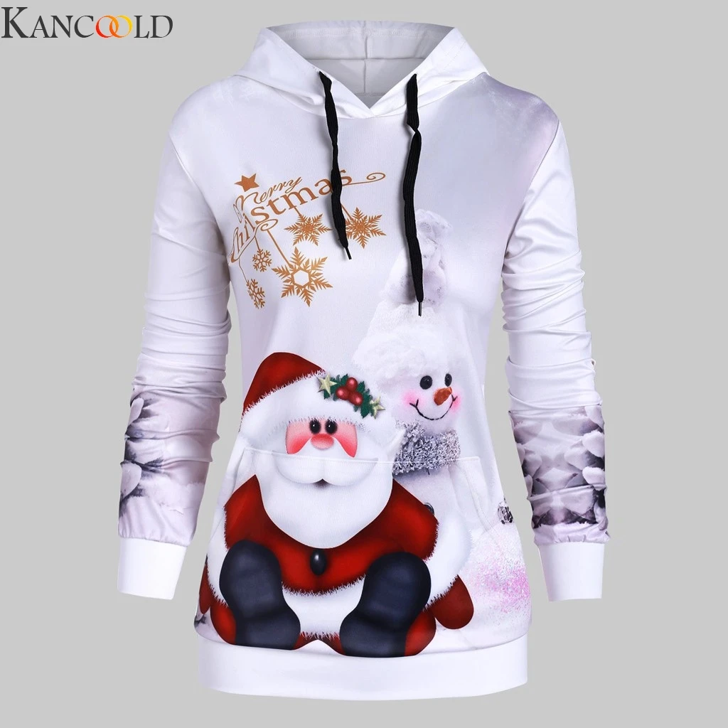 KANCOOLD Winter Women Sweatshirt Fashion Parent-child Christmas Snowflake Print Hoodie Pullover Top High Quality 4 Colors S-XXXL | Женская