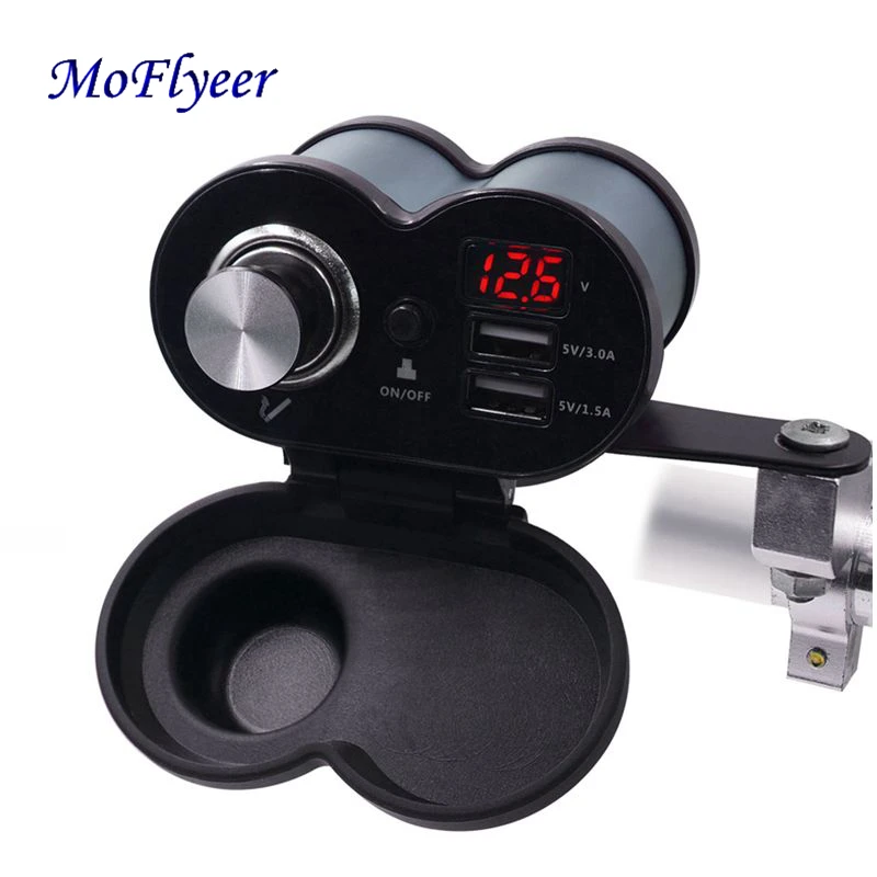 MoFlyeer мотоцикл USB зарядное устройство телефон 12 В/24 В разъем прикуривателя двойной