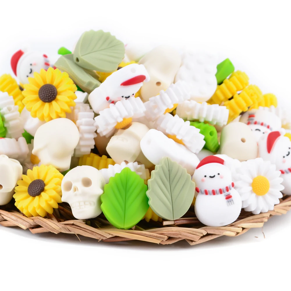 

5 шт./10 шт., силиконовые бусины для прорезывания зубов