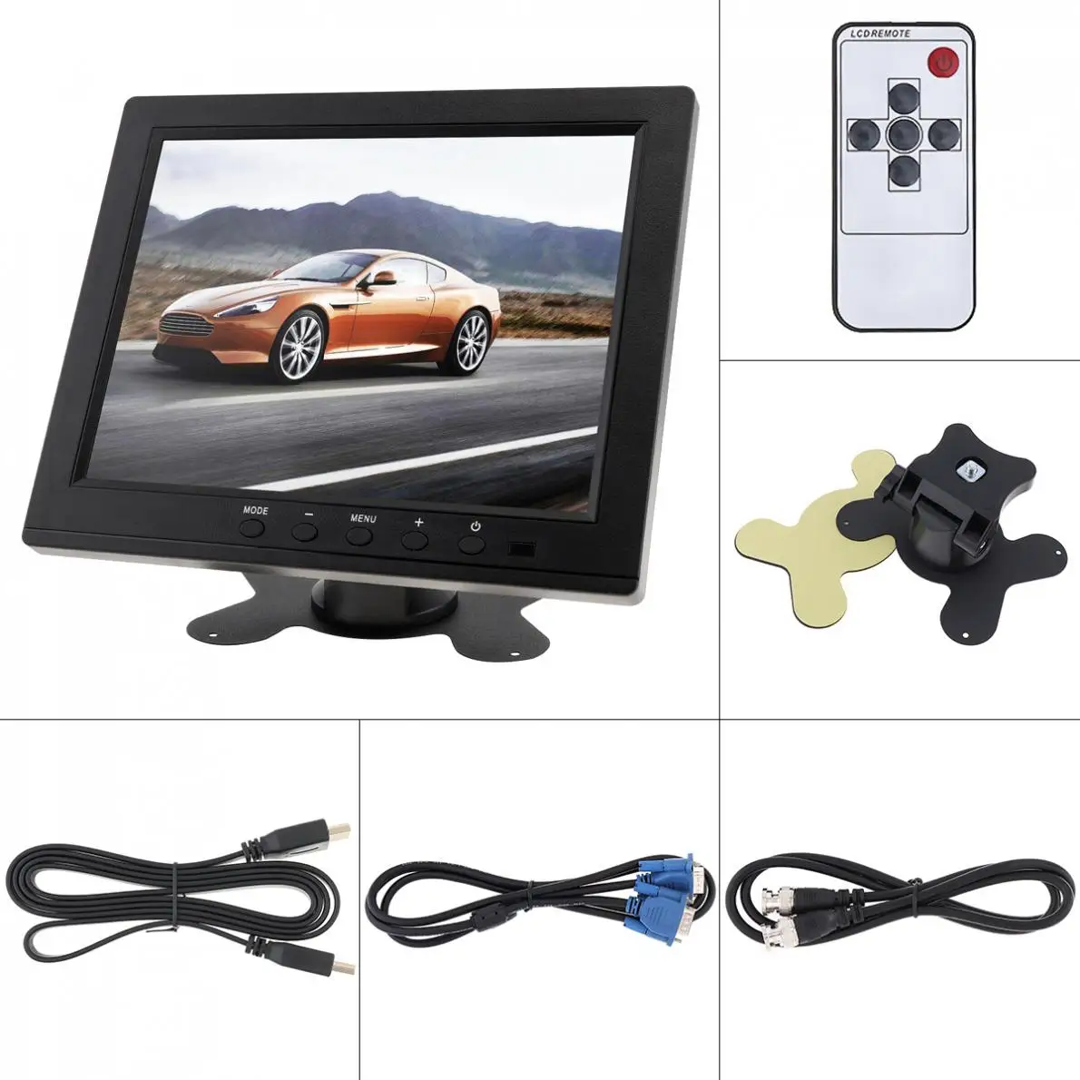 

8 Inch HD TFT LCD Color Auto Car Rear View Monitor Mini TV Computer 2 Video Inputs Security Monitor with Speaker VGA HDMI