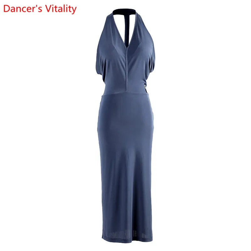 

Latin Dance Performance Clothes Women Adults V Neck Sexy Split Dress Professional Rumba Samba Tango Cha Cha Dancing Stage Wear