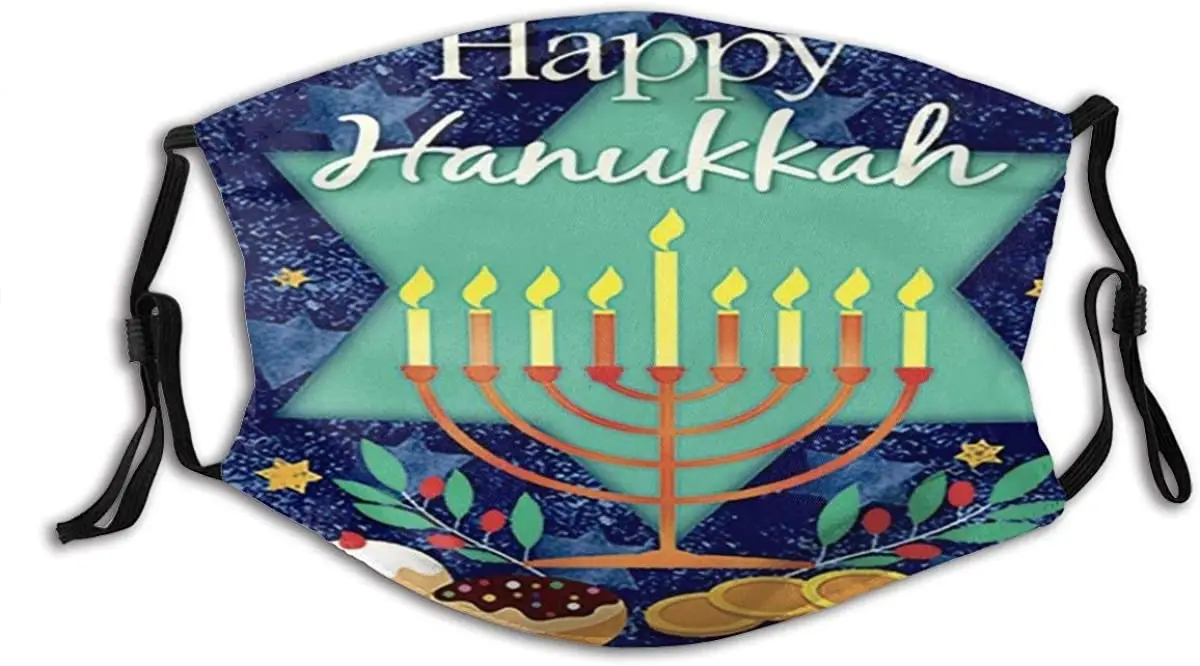 

Маска для рта, счастливая ханукка Праздничная унисекс моющаяся и многоразовая хлопковая теплая Защита лица для улицы
