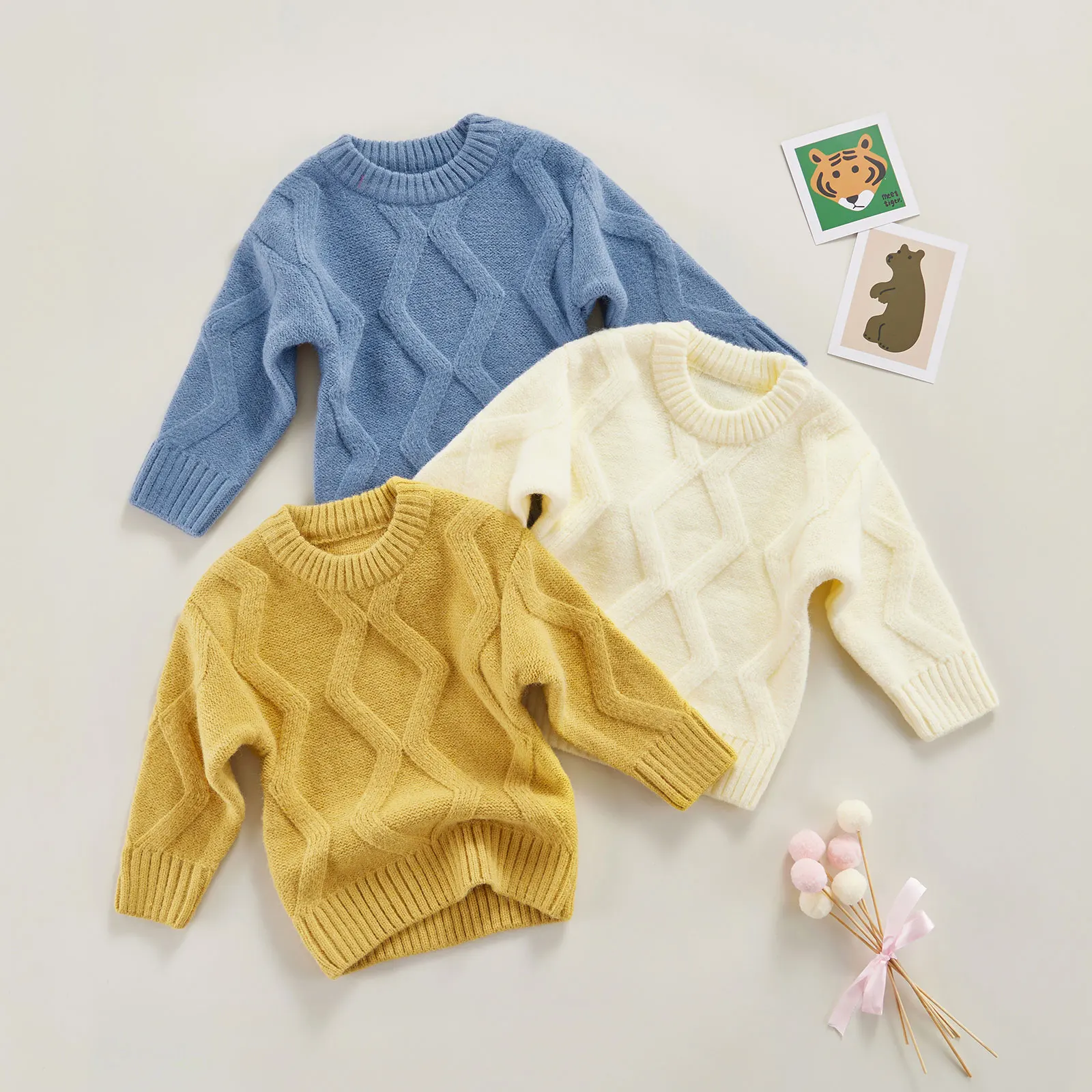 

Lioraitiin детский вязаный свитер, с длинным рукавом и круглым вырезом, однотонный свободный осенний Топ унисекс, для девочек и мальчиков, Повсед...