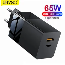 URVNS 65W GaN USB C Wall Charger Power Adapter,2 Port PD 65W PPS QC4 45W SCP for Laptops MacBook iPad iPhone Samsung Xiaomi