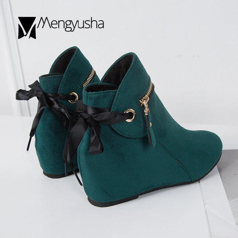 Ботинки Челси на танкетке увеличивающие рост Дизайнерские ботинки с круглым