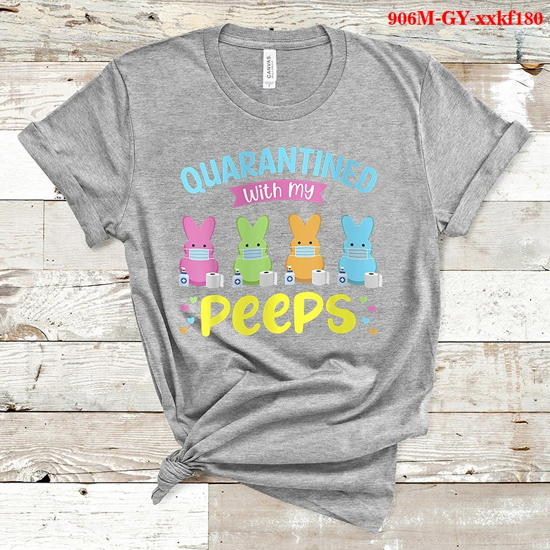 

QUARANTINED WITH MY PEEPS Harajuku Print Women T Shirt Cute Cartoon Graphic Tshirt Female Vintage T-shirt Tops Kawaii Clothes