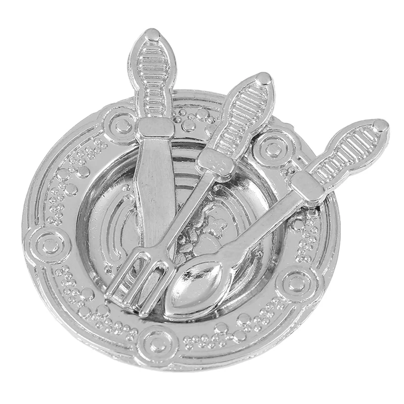 

4 шт./компл. 1:12 Ножи, ложки, вилки, миниатюрный Винтаж набор серебряных изделий и блюдо столовые приборы кукольный домик Кухня аксессуары