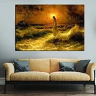 Плакат с Христом Иисусом ходящим по воде, картина с Иисусом, печать на холсте, настенное искусство, Декор для дома, настенная роспись, забавный подарок на новоселье
