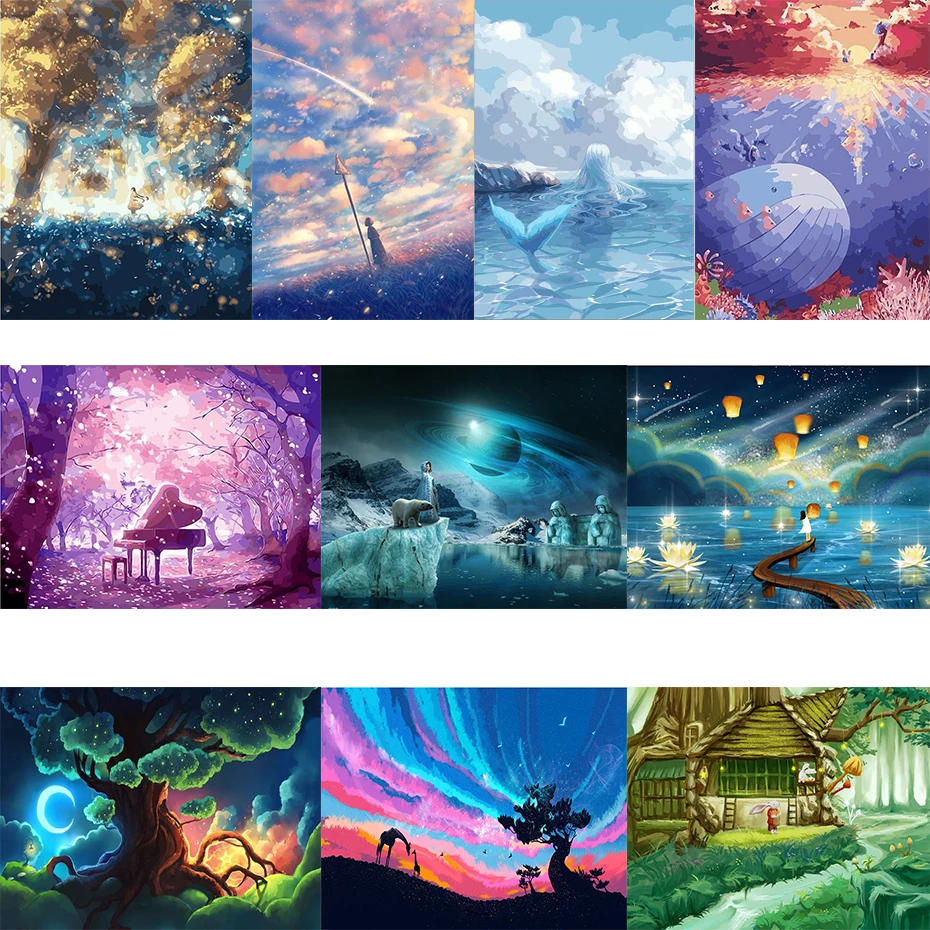 Фантазия мультфильм Сделай Сам Масляная картина по цифрам на холст номерам для