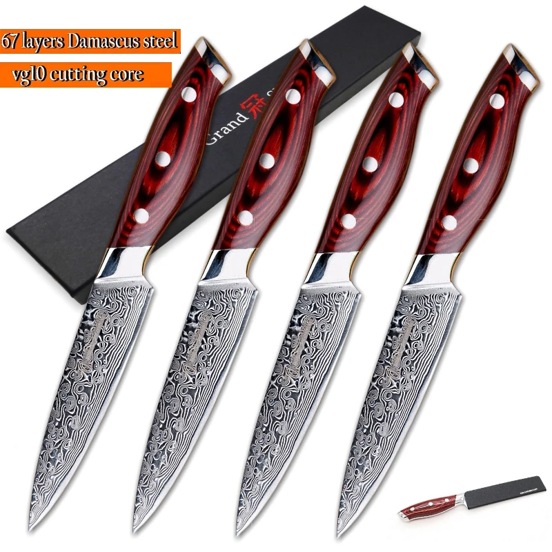 Набор ножей для стейка 4 шт. Дамасские кухонные ножи 67 слоев vg10 японские стальные