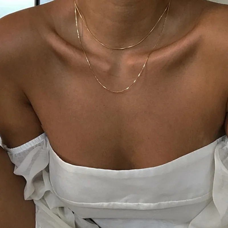 

Charm Minimalist Thin Snake Chain Gold Plated Necklaces for Women Niche Sexy Chain Choker Necklaces Jewelry Accessories