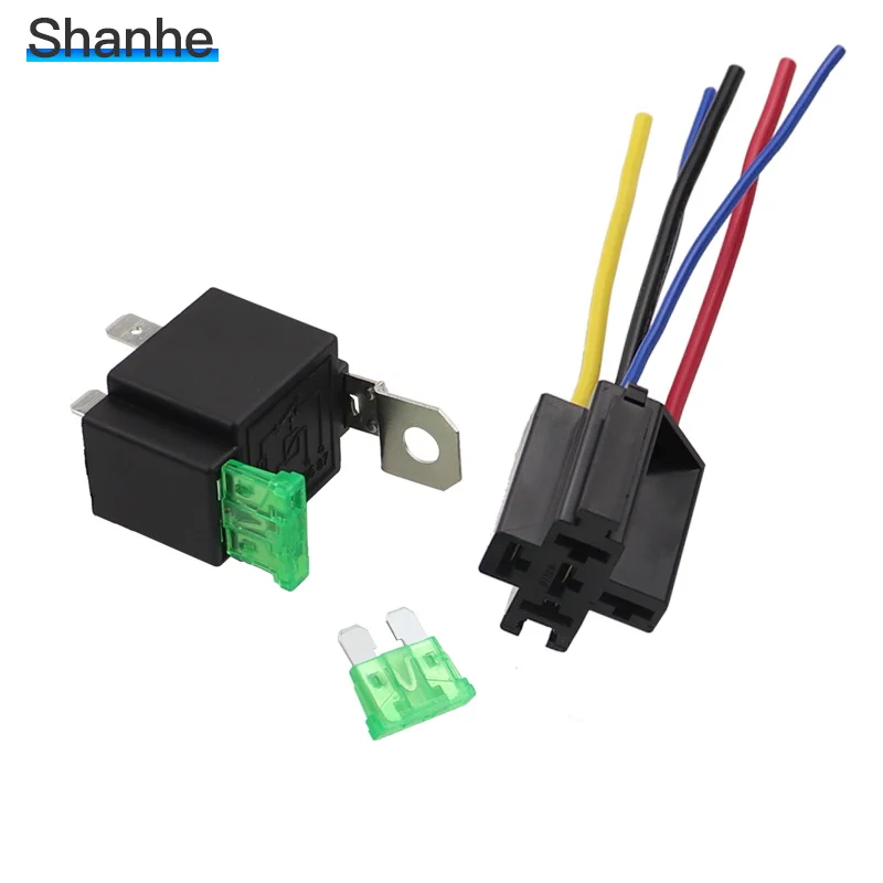 30A DC12V Предварительно проводной 4 Pin релейное монтажное основание Авто релейное гнездо держатель с 2pcs 30A Средний предохранитель