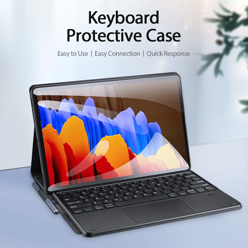 Tablet Case with Bluetooth Keyboard Touch Pad Sleeve Foldable Stand Protective Cover For Samsung Tab S7 FE Plus S6 Lite Cases