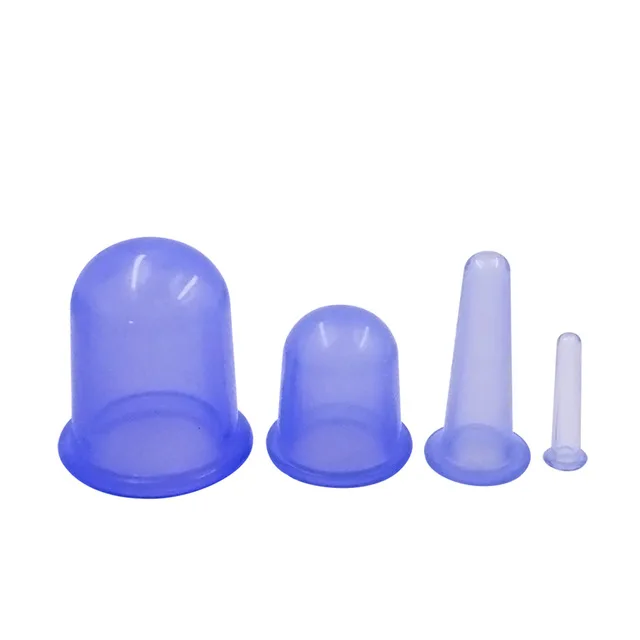 4Sizes Blue 4 цвета силиконовые медицинские банки для терапии тела Набор чашек для лица шеи спины глаз массажный вакуумный банок анти-антицеллюлитный массажер присоска для здоровья - Цвет: 4Sizes Blue