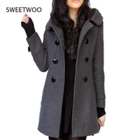 winter women long coats 2021 hooded cashmere woolen cotton coats and jackets women casual slim wool blends long coat