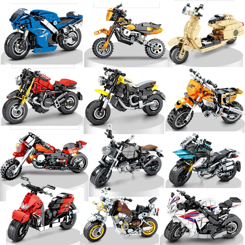 

Senbao Building Blocks construction bricks Racing Motorcycle Motorbike Model Small Particles Children's Benefits Assembling Toys